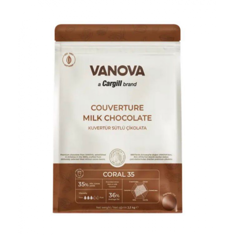 Vanova Coral 35% Belçika Kuvertür Sütlü Çikolata 2,5 KG